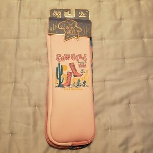 New The Cow Girl Collection Set Of 2 Hair Tool Bag Pink Green Heat Resistant